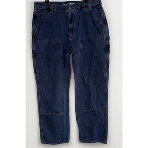 Carhartt Double Knee Loose Fit Blue Dungaree Straight Carpenter Denim 38x32